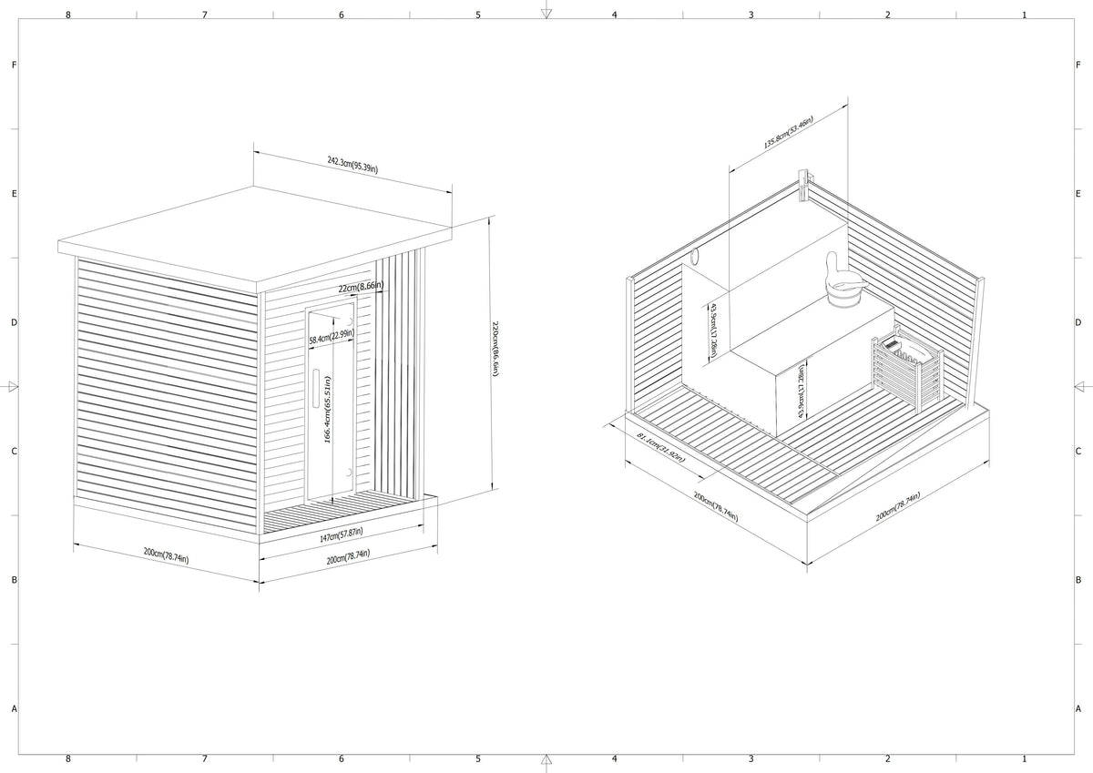 Anyi 2-8 Person Modern Outdoor Traditional Sauna