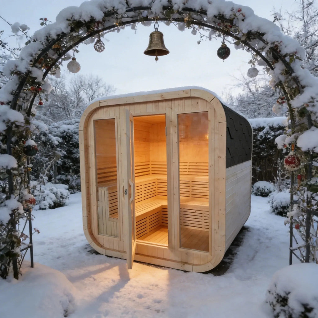 Anyi 4-6 Person White Pine Outdoor Traditional Cube Sauna