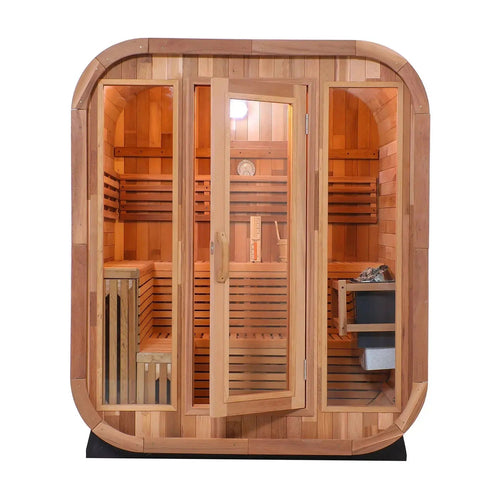 Anyi 5-6 Person Red Cedar Outdoor Traditional Cube Sauna