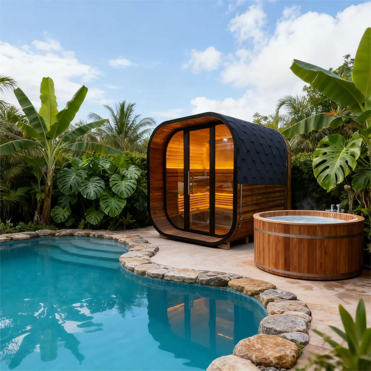 Anyi 4-6 Person Outdoor Traditional Cube Sauna