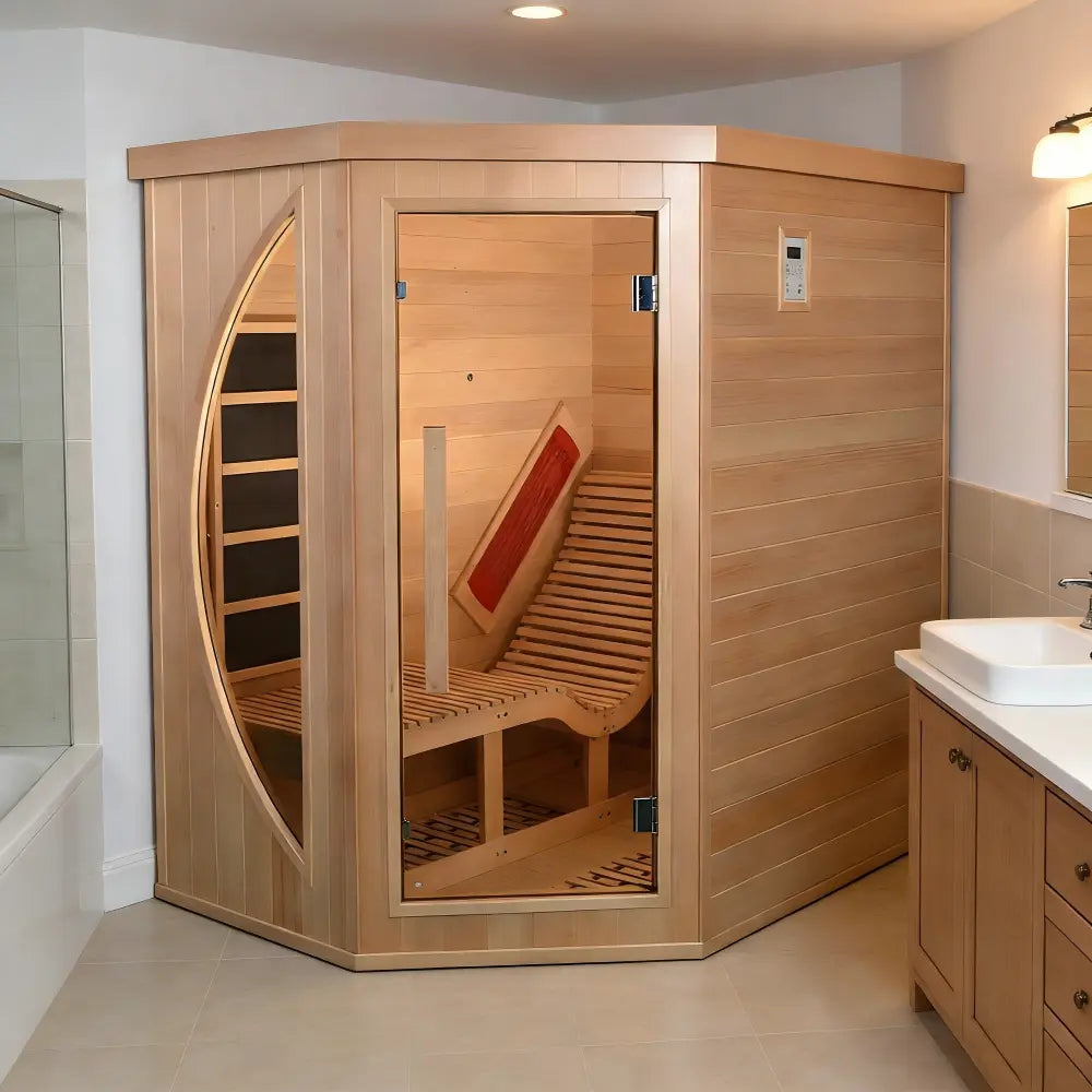 Anyi 2 Person Far Infrared Indoor Sauna w/ Ergo Recliner Bench