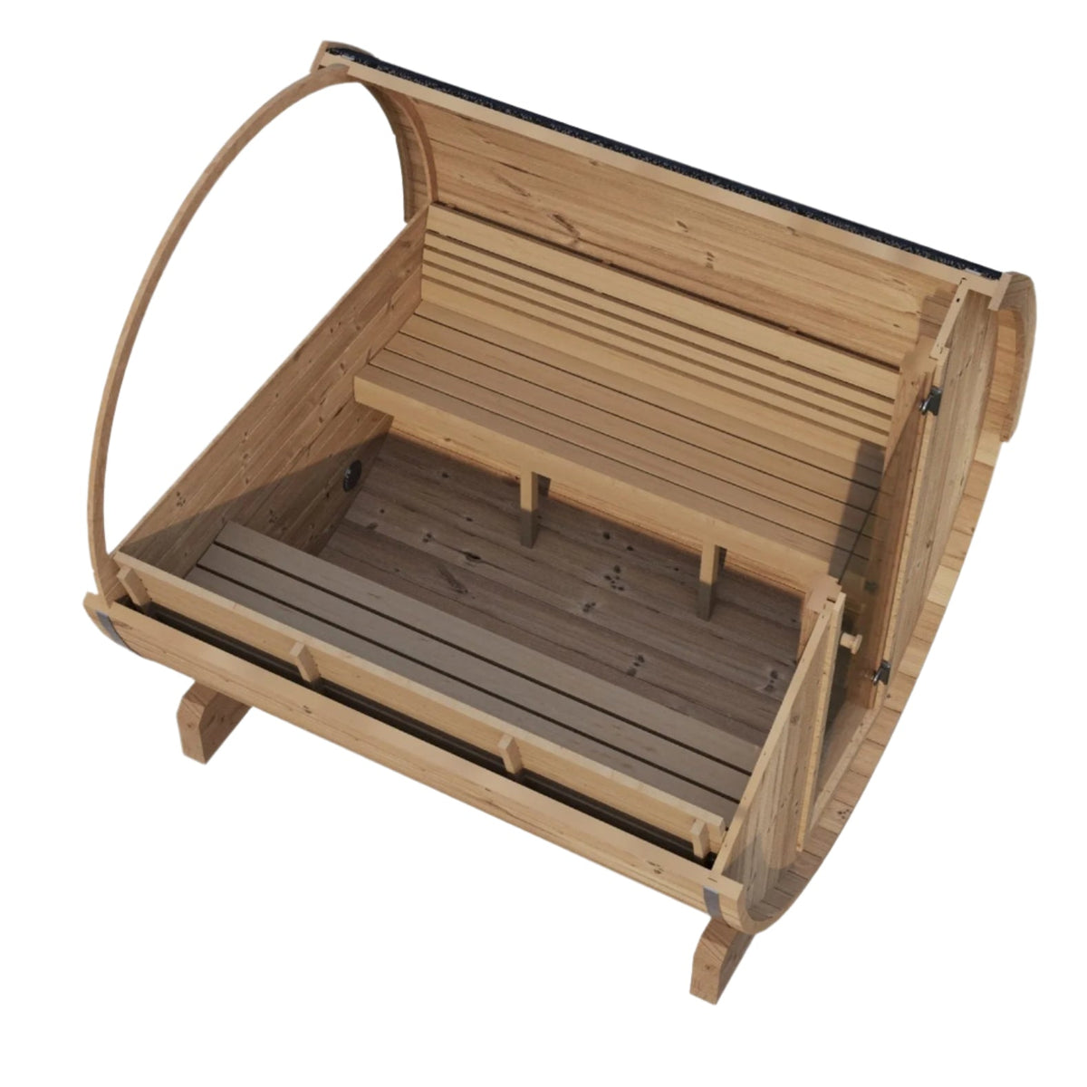 SaunaLife 2-3 Person 5' Long Outdoor Traditional Barrel Sauna w/ Rear Window  | Ergo Model E6W