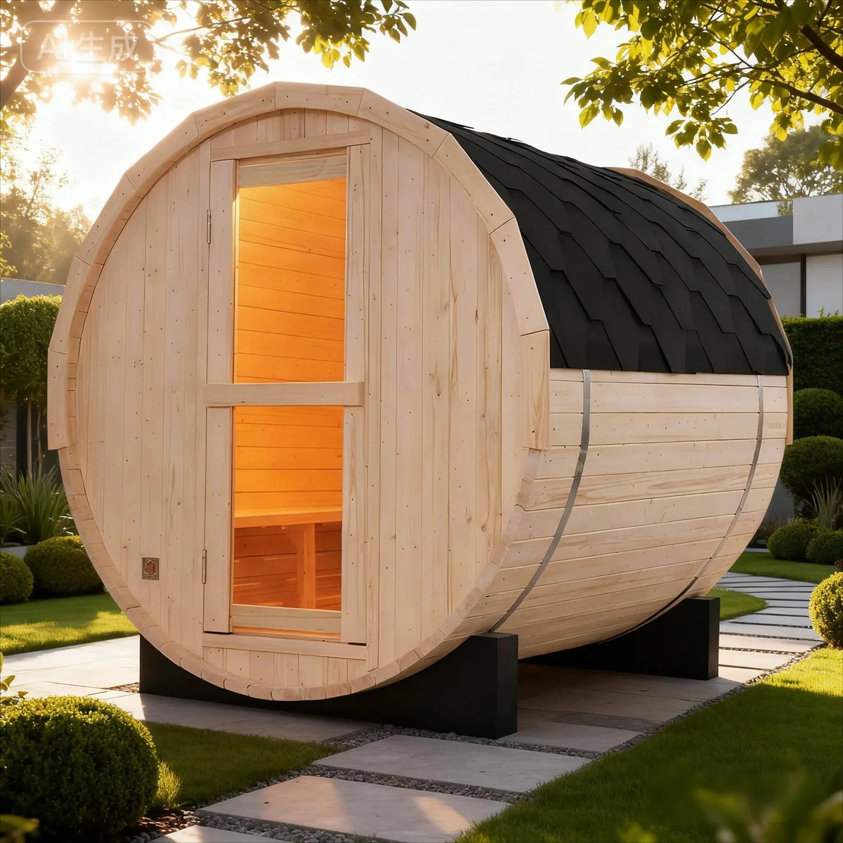 Anyi 2-4 Person Outdoor Traditional Barrel Sauna