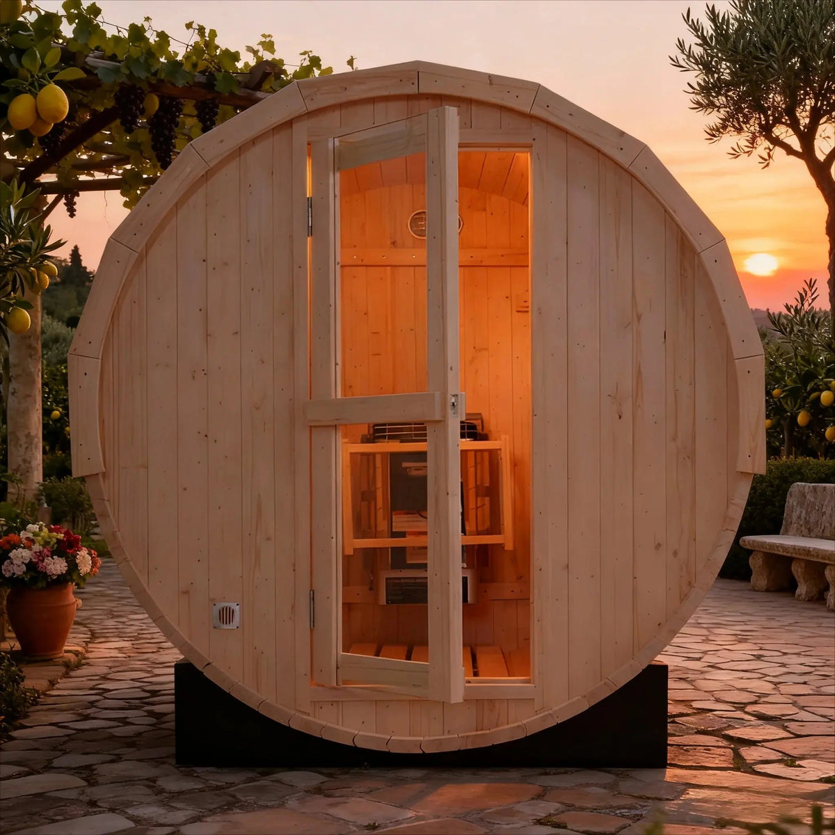 Anyi 2-4 Person Outdoor Traditional Barrel Sauna
