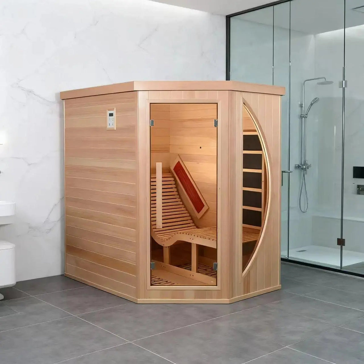 Anyi 2 Person Far Infrared Indoor Sauna w/ Ergo Recliner Bench