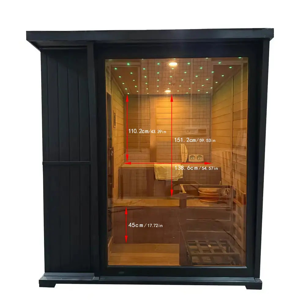 Anyi 4-6 Person Modern Black Outdoor Traditional Sauna