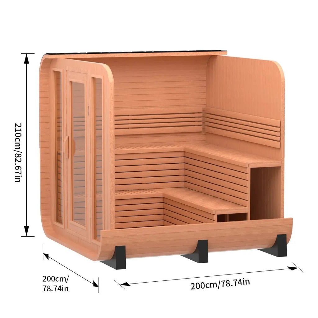 Anyi 5-6 Person Red Cedar Outdoor Traditional Cube Sauna