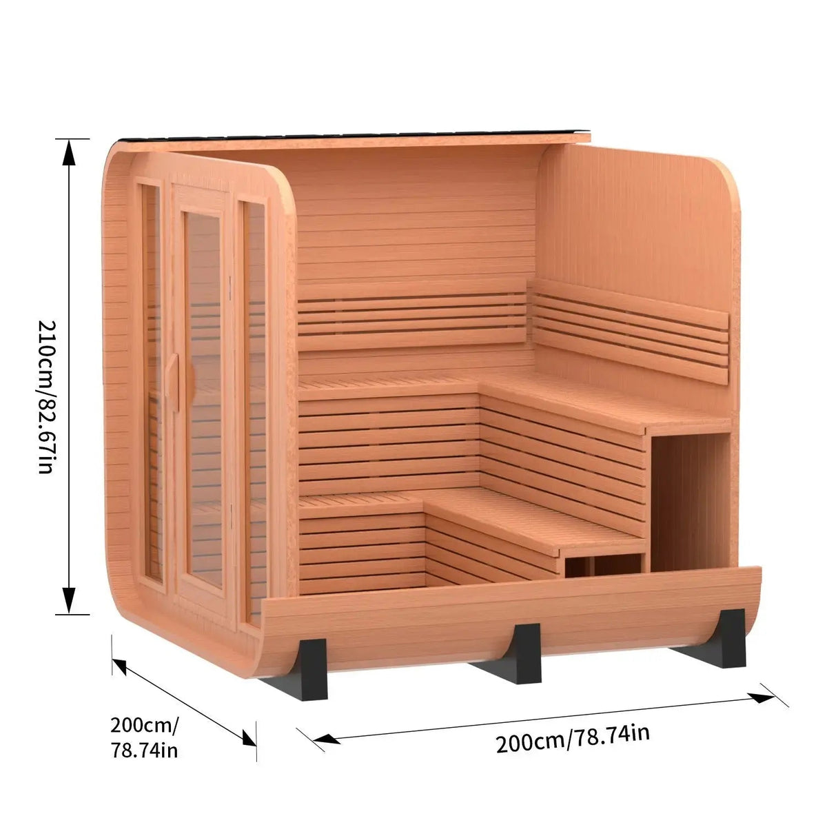 Anyi 5-6 Person Red Cedar Outdoor Traditional Cube Sauna