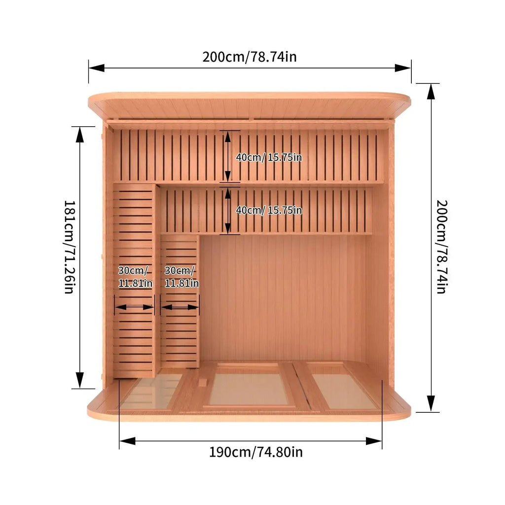 Anyi 5-6 Person Red Cedar Outdoor Traditional Cube Sauna