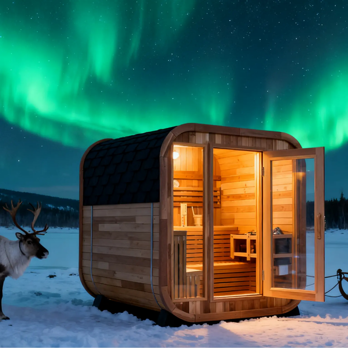 Anyi 5-6 Person Red Cedar Outdoor Traditional Cube Sauna