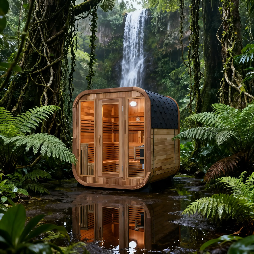 Anyi 5-6 Person Red Cedar Outdoor Traditional Cube Sauna