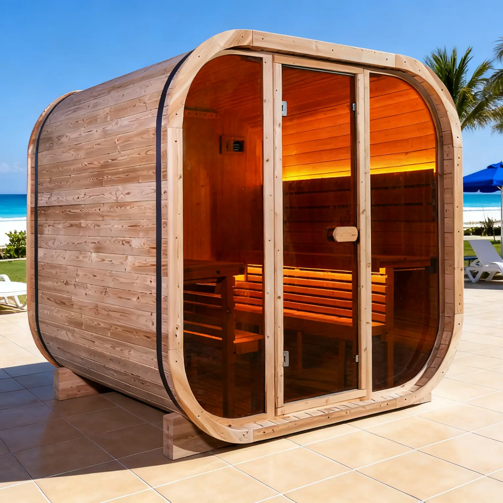 Anyi 3-4 Person Square Outdoor Traditional  Cube Sauna