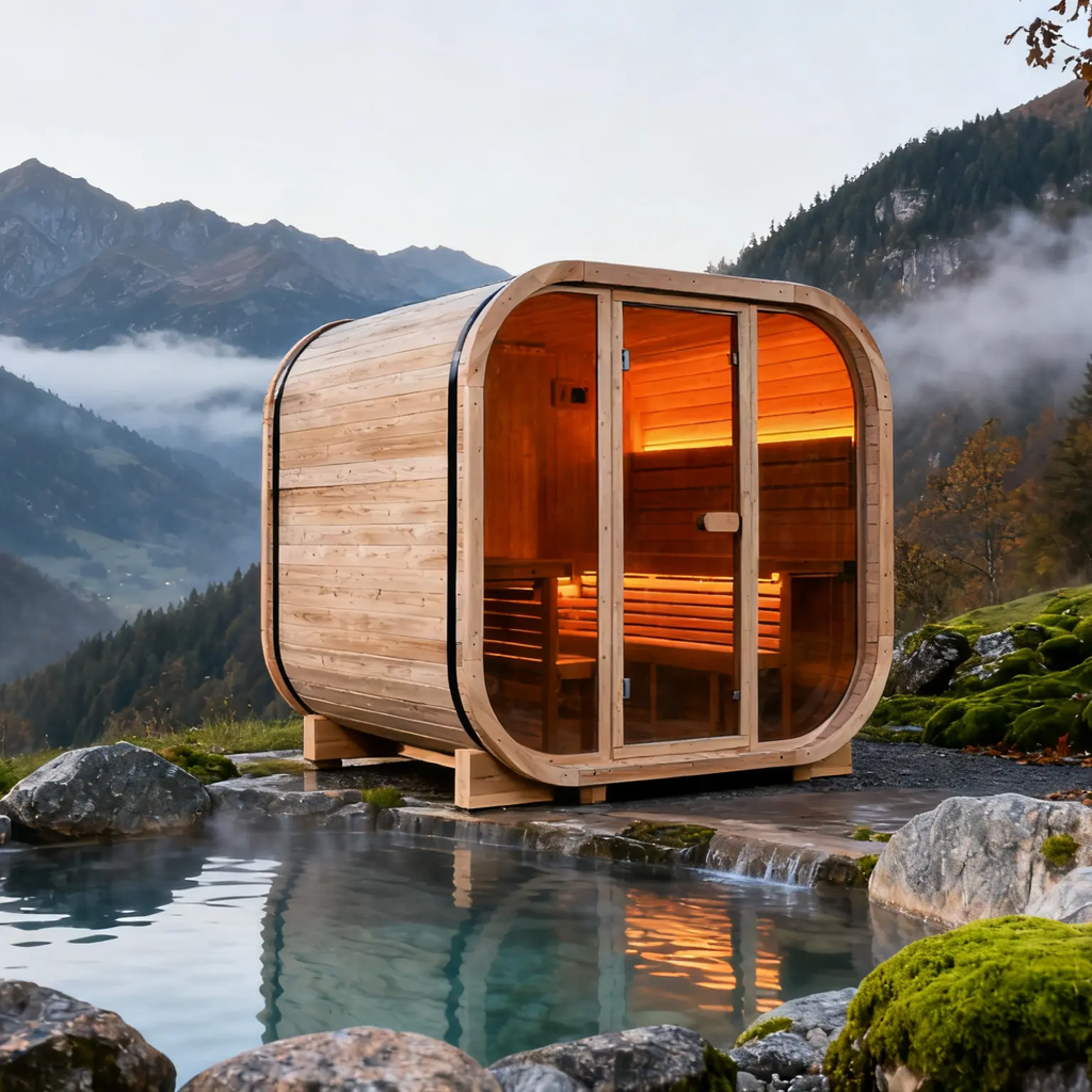 Anyi 3-4 Person Square Outdoor Traditional  Cube Sauna