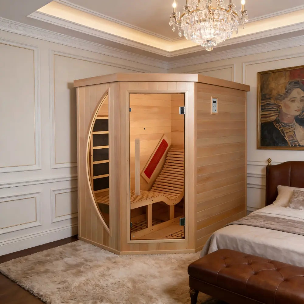 Anyi 2 Person Far Infrared Indoor Sauna w/ Ergo Recliner Bench