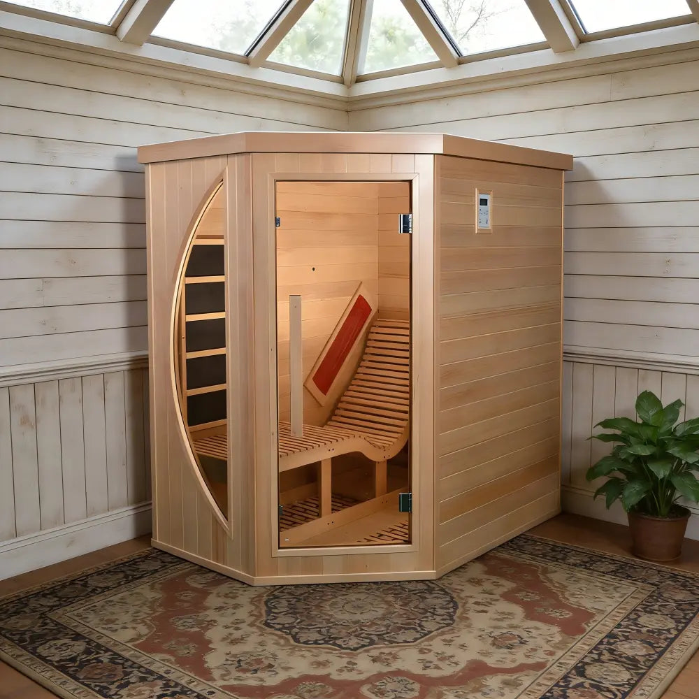 Anyi 2 Person Far Infrared Indoor Sauna w/ Ergo Recliner Bench