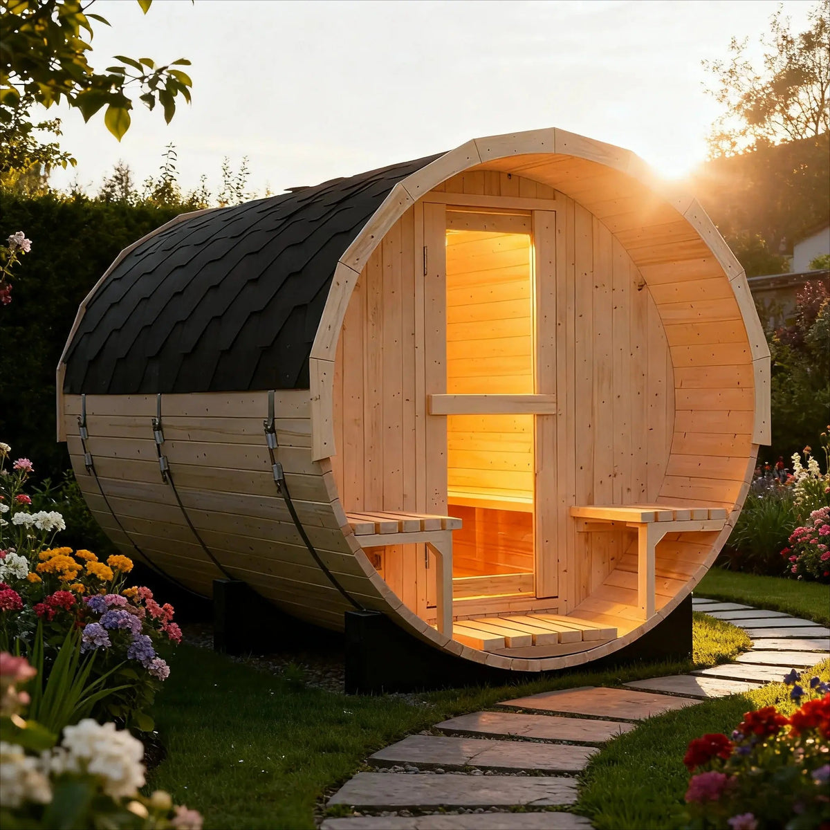 Anyi 4-6 Person Outdoor Traditional Barrel Sauna