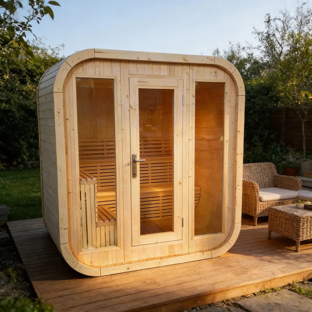 Anyi 4-6 Person White Pine Outdoor Traditional Cube Sauna
