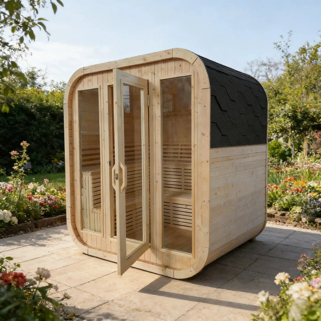 Anyi 4-6 Person White Pine Outdoor Traditional Cube Sauna