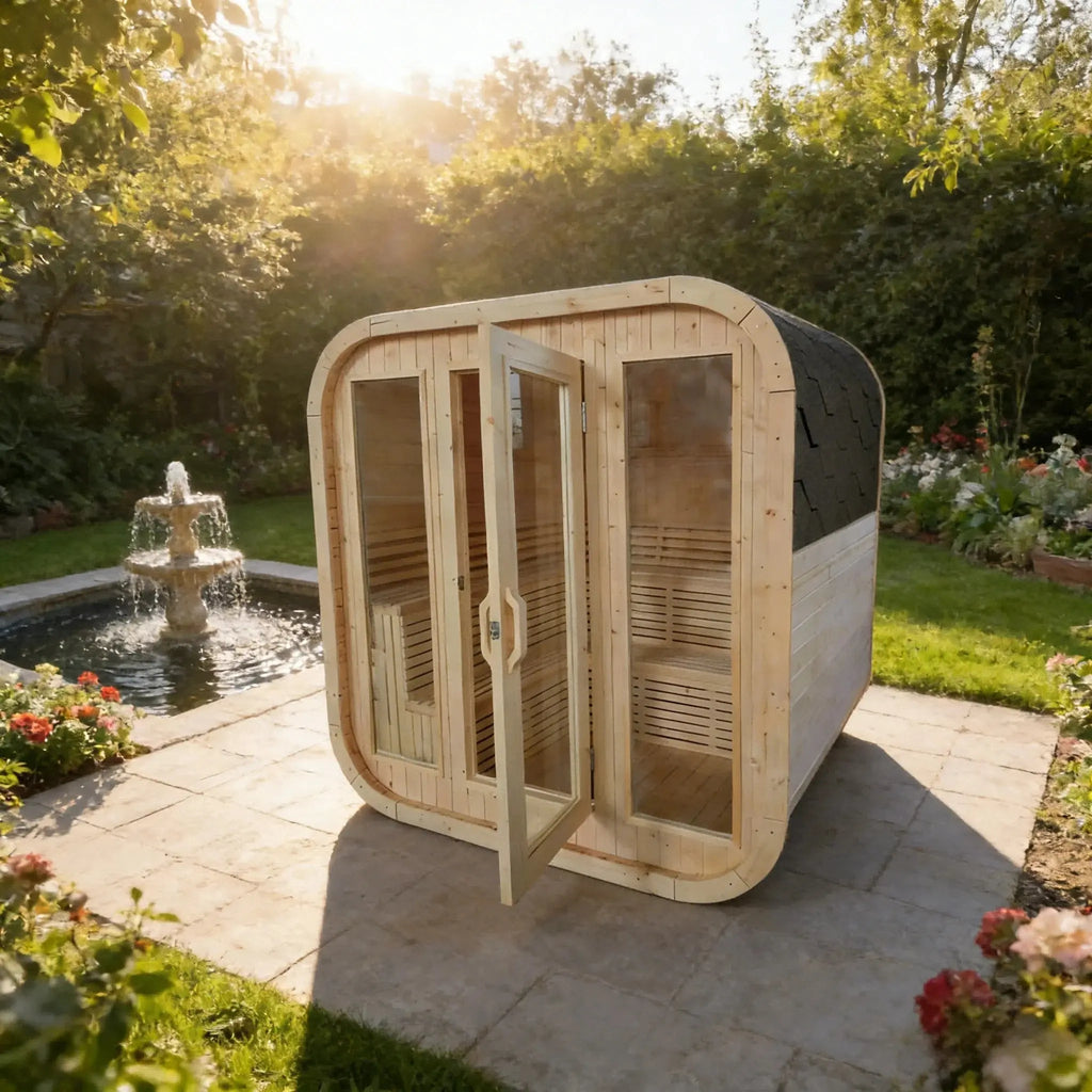 Anyi 4-6 Person White Pine Outdoor Traditional Cube Sauna