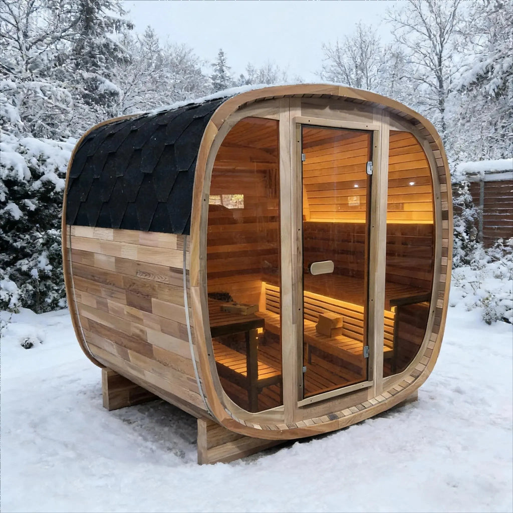 Anyi 4-6 Person Red Cedar Outdoor Traditional Cube Sauna
