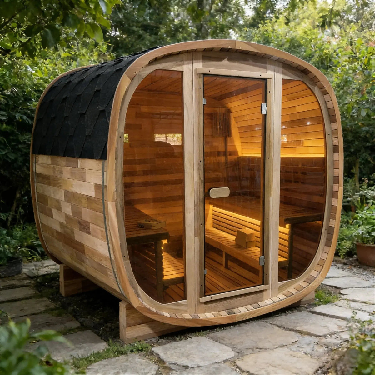 Anyi 4-6 Person Red Cedar Outdoor Traditional Cube Sauna