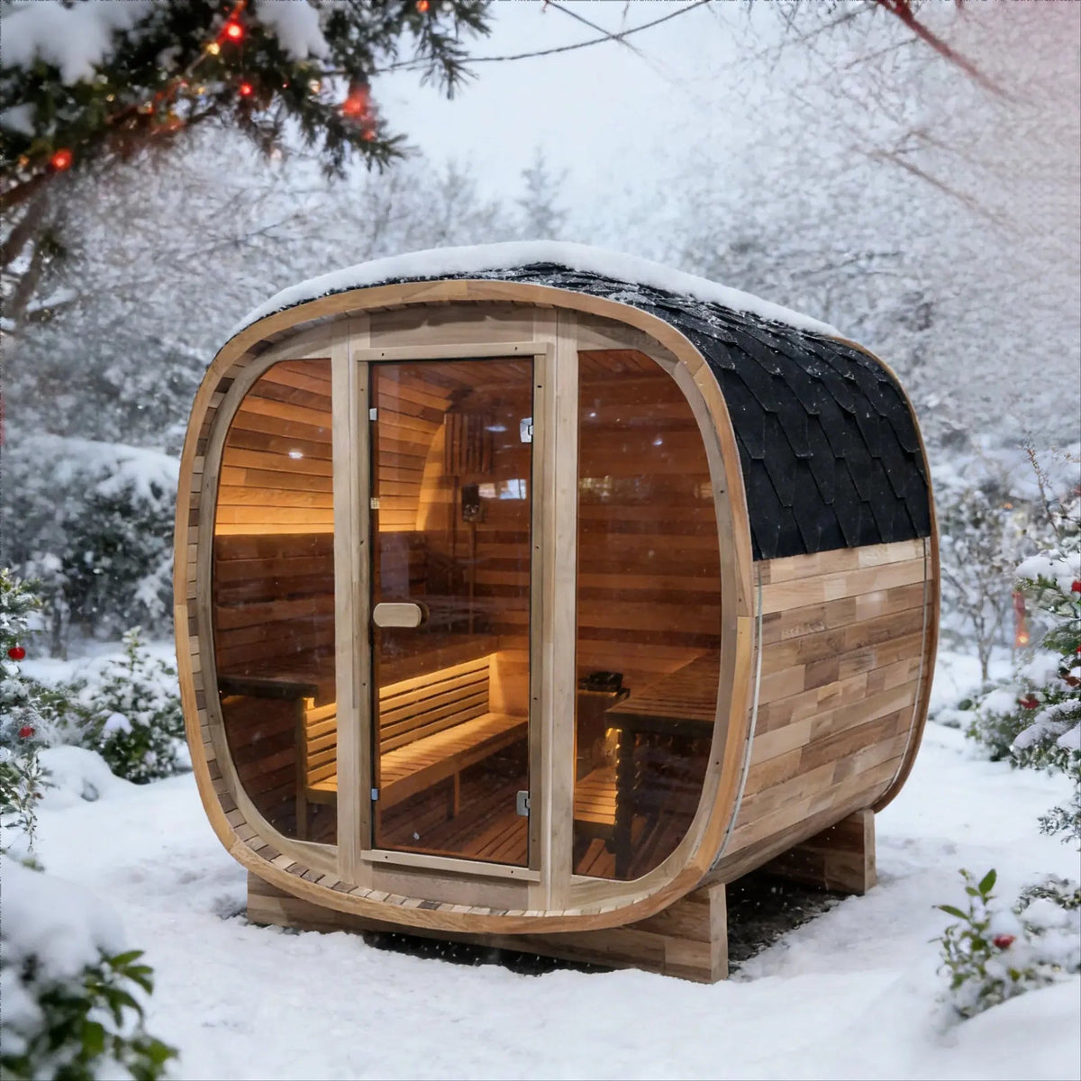 Anyi 4-6 Person Red Cedar Outdoor Traditional Cube Sauna