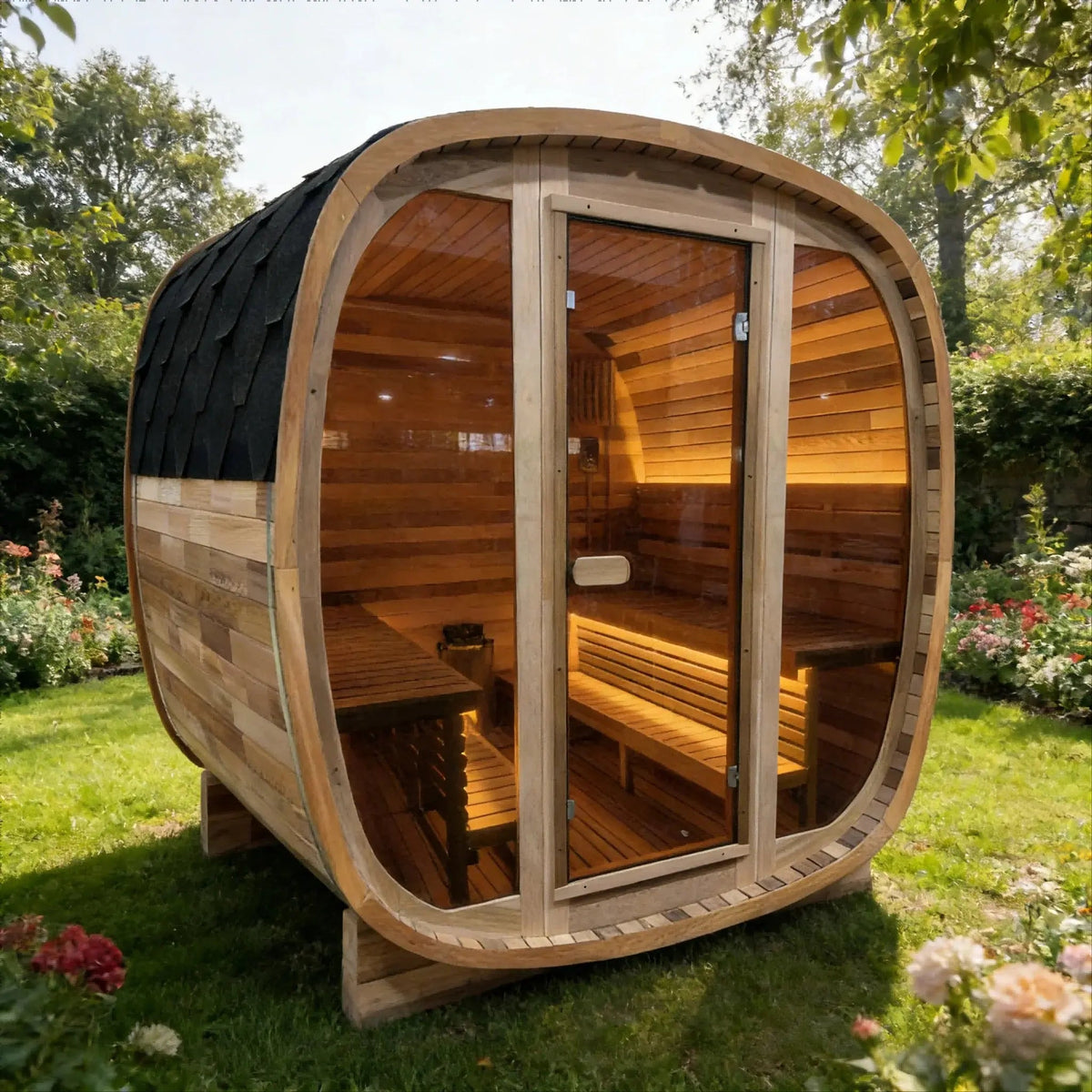 Anyi 4-6 Person Red Cedar Outdoor Traditional Cube Sauna