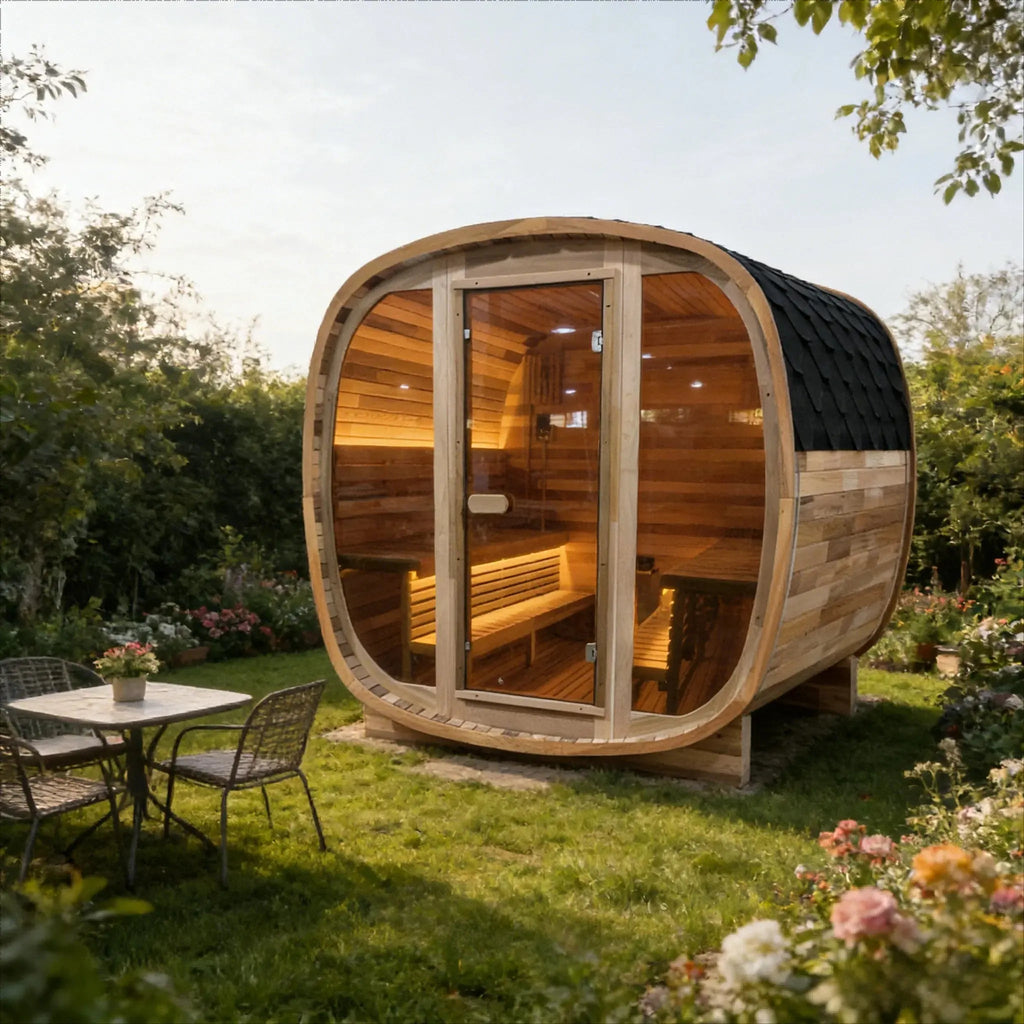 Anyi 4-6 Person Red Cedar Outdoor Traditional Cube Sauna