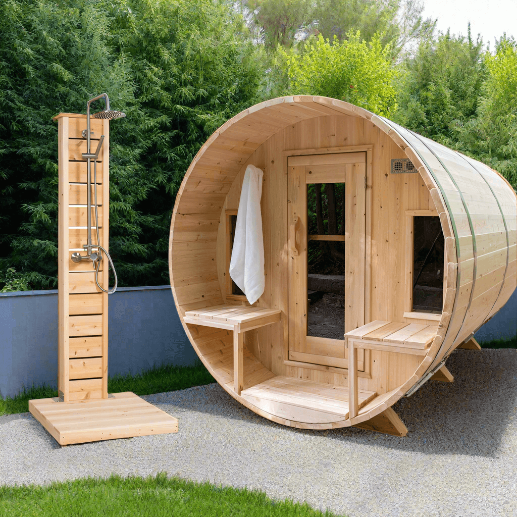 Dundalk Leisurecraft Canadian Timber 6 Person Tranquility Outdoor Traditional Barrel Sauna | CTC2345