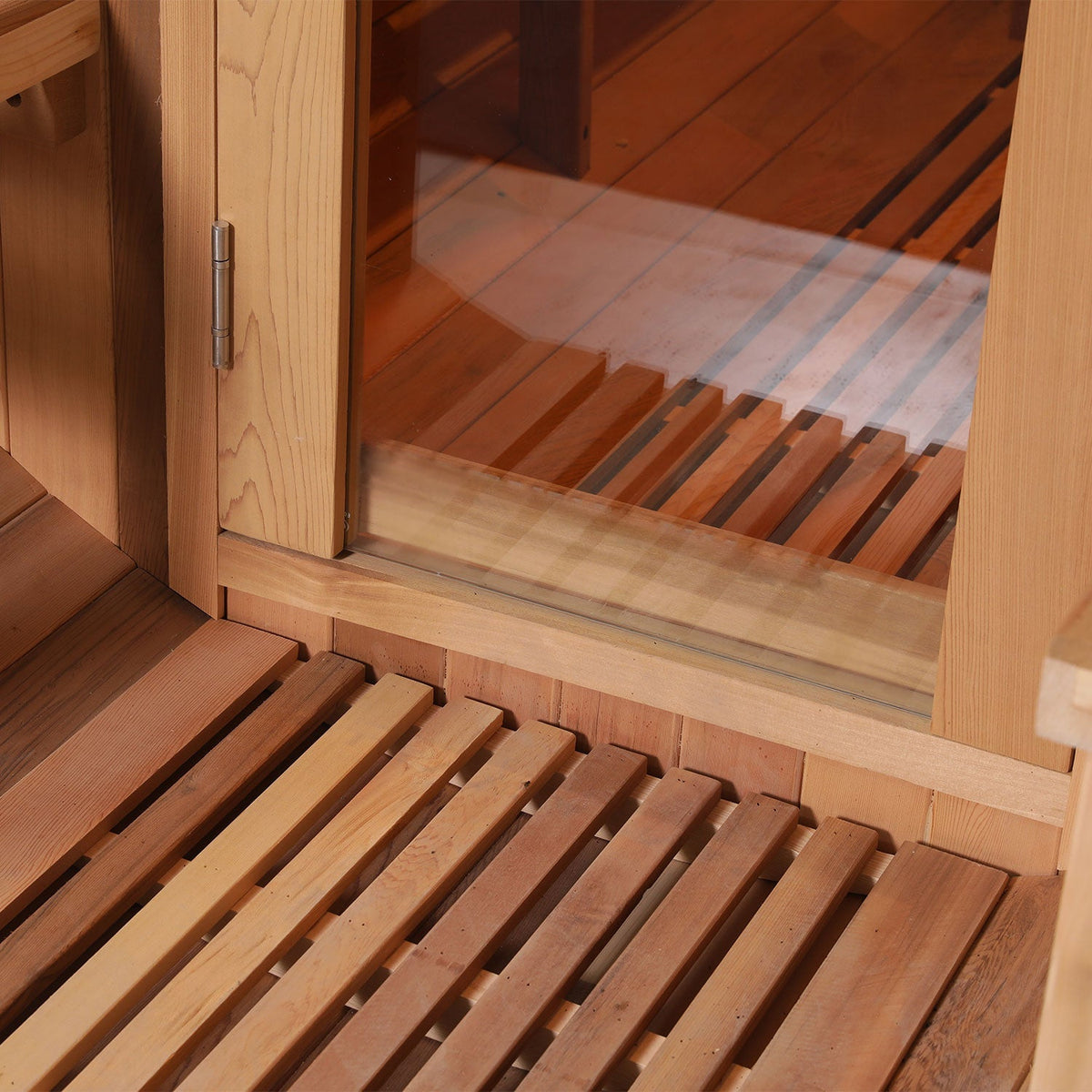 Anyi 6 Person Outdoor Traditional Barrel Sauna with Front Porch