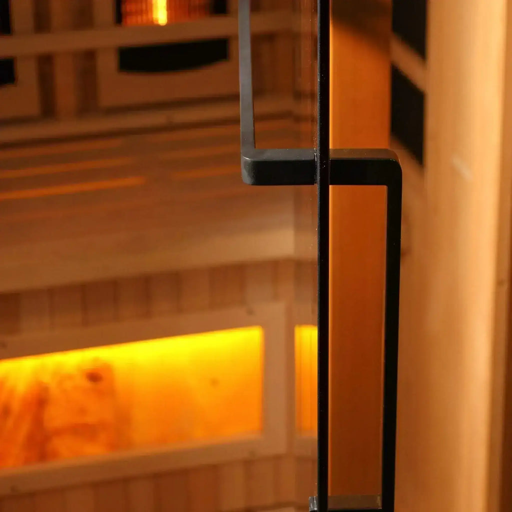 Golden Designs 3-Person Full Spectrum Near Zero EMF Indoor Infrared Sauna + Red Light Therapy & Himalayan Salt Bar | GDI-8030-03