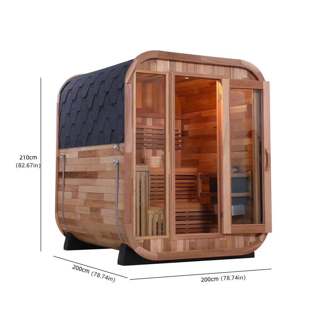 Anyi 5-6 Person Red Cedar Outdoor Traditional Cube Sauna