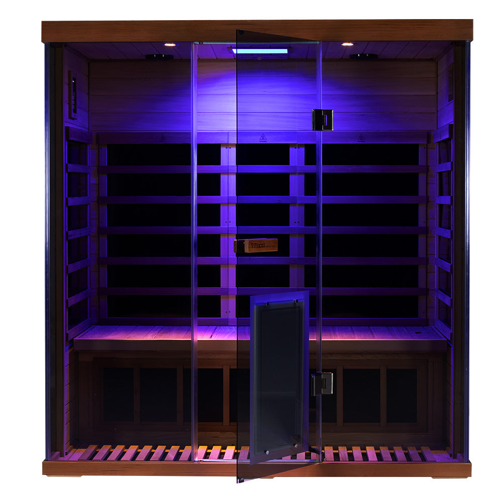 Wizzisaunas S03 3-Person Full Spectrum Near Zero EMF Indoor Infrared Sauna + Medical-Grade Red Light Therapy