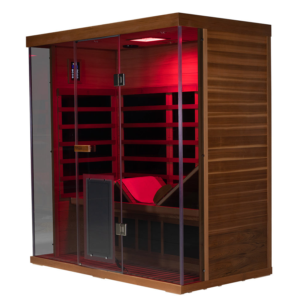 Wizzisaunas S03 3-Person Full Spectrum Near Zero EMF Indoor Infrared Sauna + Medical-Grade Red Light Therapy
