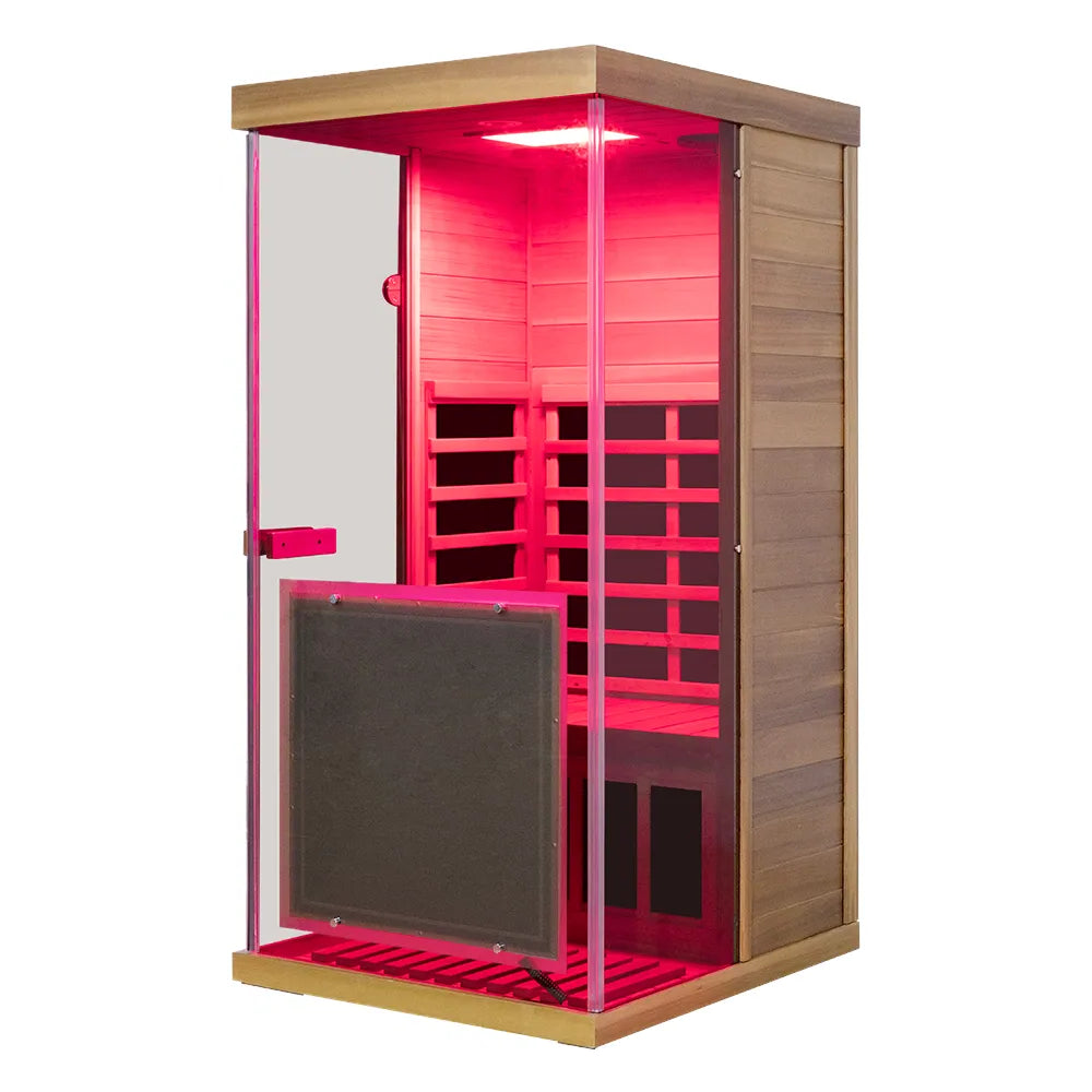 Wizzisaunas 909MX 1-Person Full Spectrum Near Zero EMF Indoor Infrared Sauna + Medical-Grade Red Light Therapy