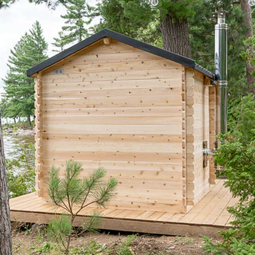 Dundalk Leisurecraft Canadian Timber 6 Person Georgian Outdoor Traditional Cabin Sauna with Changeroom | CTC88CW
