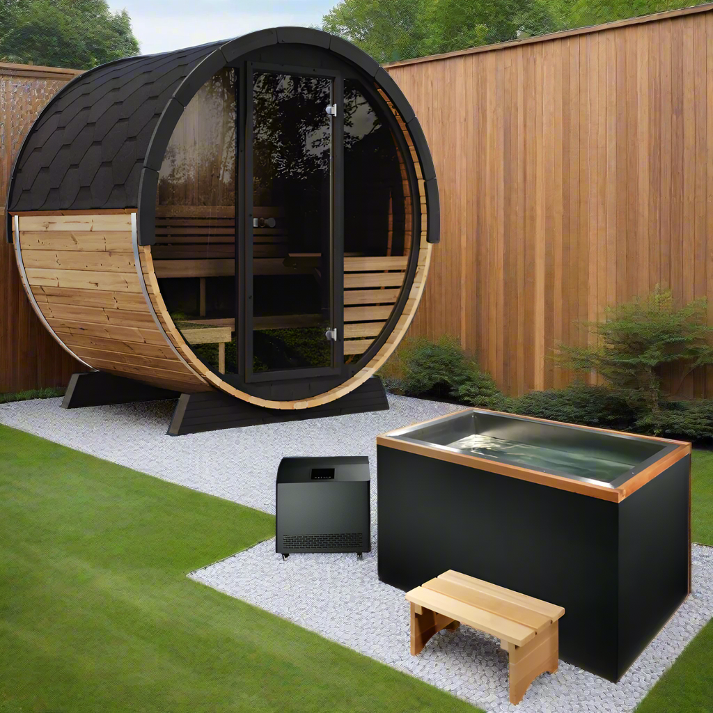 SaunaLife 4 Person 5.25' Long Outdoor Traditional Barrel Sauna | Ergo Model EE6G