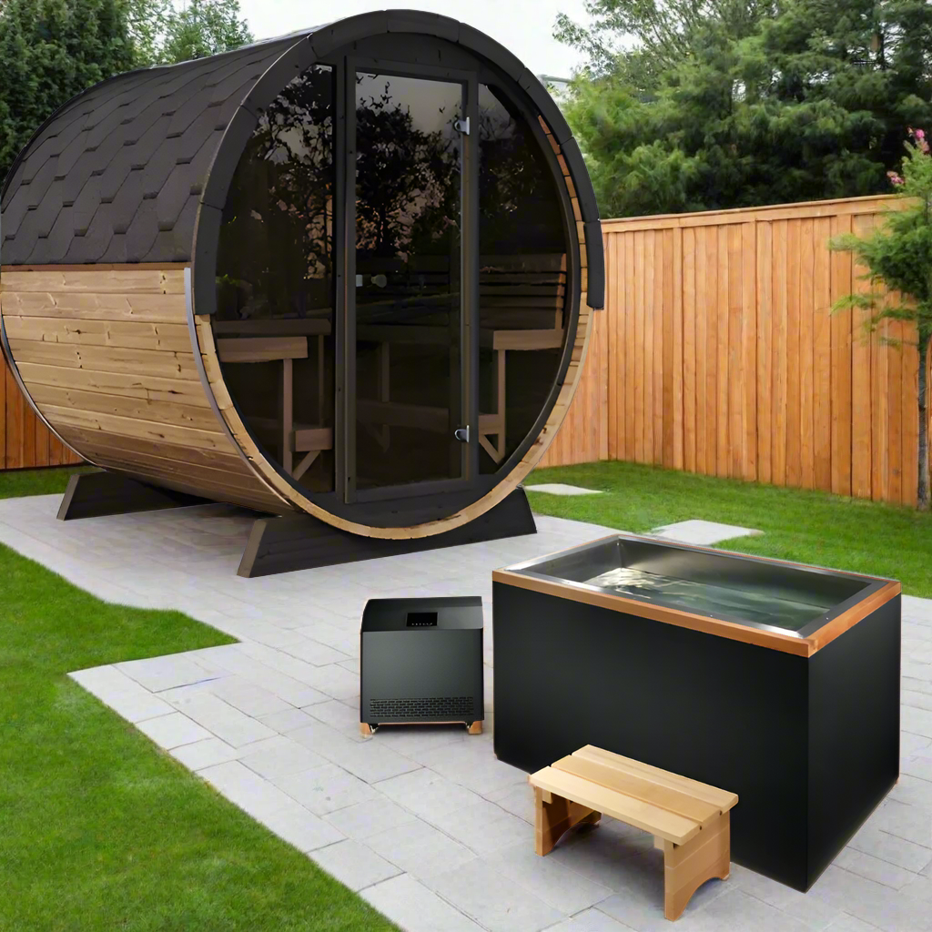 SaunaLife 6 Person 6.6' Long Outdoor Traditional Barrel Sauna | Ergo Model EE8G