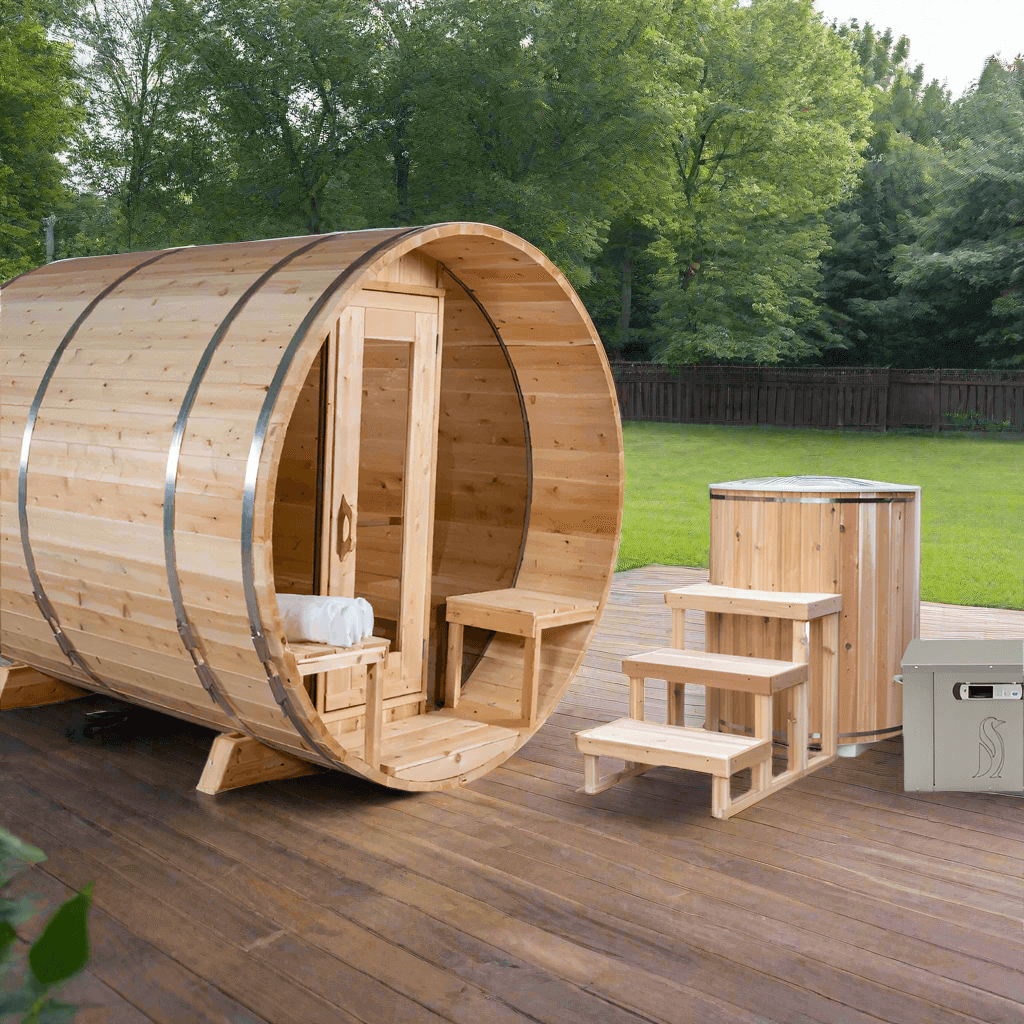 Dundalk Leisurecraft Canadian Timber 4 Person Serenity MP Outdoor Traditional Barrel Sauna | CTC2245MP