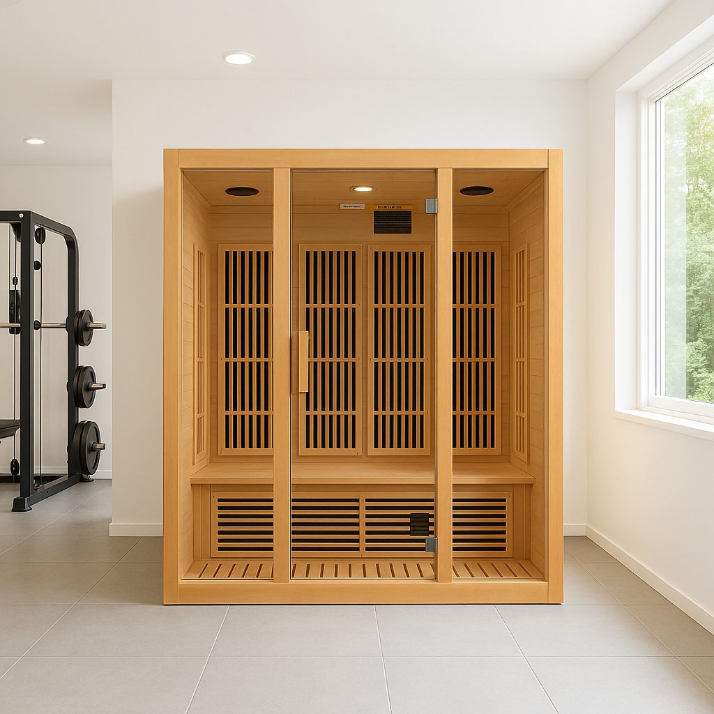 Maxxus Bellevue 3-Person Low EMF FAR Indoor Infrared Sauna + Red Light Therapy | MX-J306-01