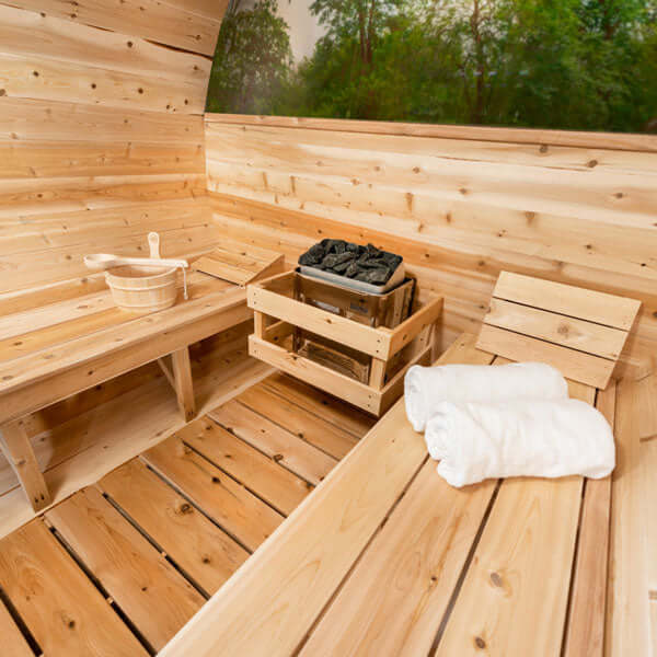 Dundalk Leisurecraft Canadian Timber 4 Person Serenity MP Outdoor Traditional Barrel Sauna | CTC2245MP