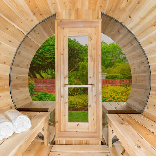 Dundalk Leisurecraft Canadian Timber 6 Person Tranquility MP Outdoor Traditional Barrel Sauna | CTC2345MP