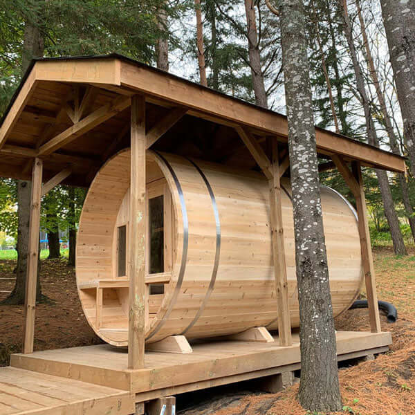 Dundalk Leisurecraft Canadian Timber 6 Person Tranquility Outdoor Traditional Barrel Sauna | CTC2345