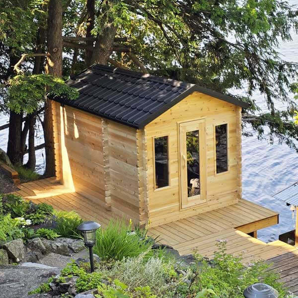 Dundalk Leisurecraft Canadian Timber 6 Person Georgian Outdoor Traditional Cabin Sauna with Changeroom | CTC88CW