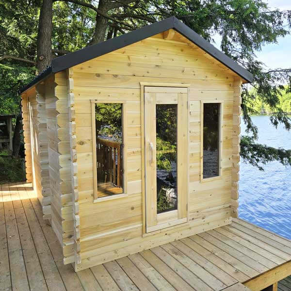 Dundalk Leisurecraft Canadian Timber 6 Person Georgian Outdoor Traditional Cabin Sauna with Changeroom | CTC88CW
