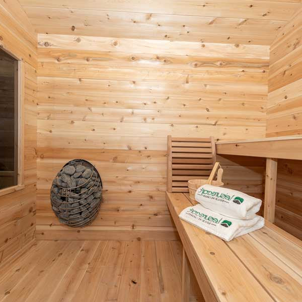 Dundalk Leisurecraft Canadian Timber 6 Person Georgian Outdoor Traditional Cabin Sauna with Changeroom | CTC88CW