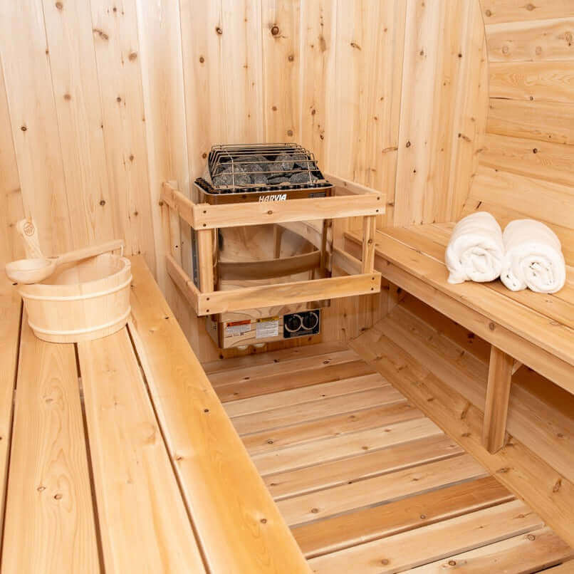 Dundalk Leisurecraft Canadian Timber 6 Person Tranquility Outdoor Traditional Barrel Sauna | CTC2345