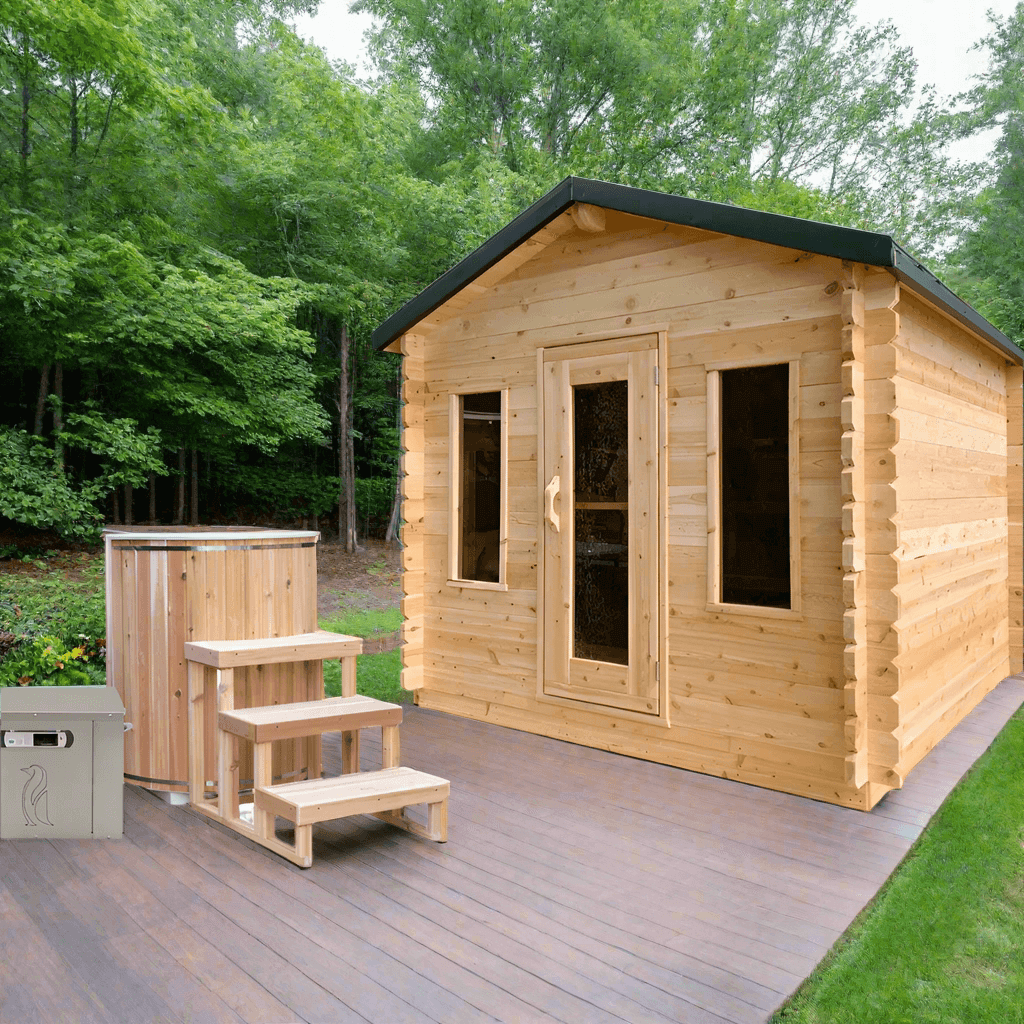 Dundalk Leisurecraft Canadian Timber 6 Person Georgian Outdoor Traditional Cabin Sauna | CTC88W