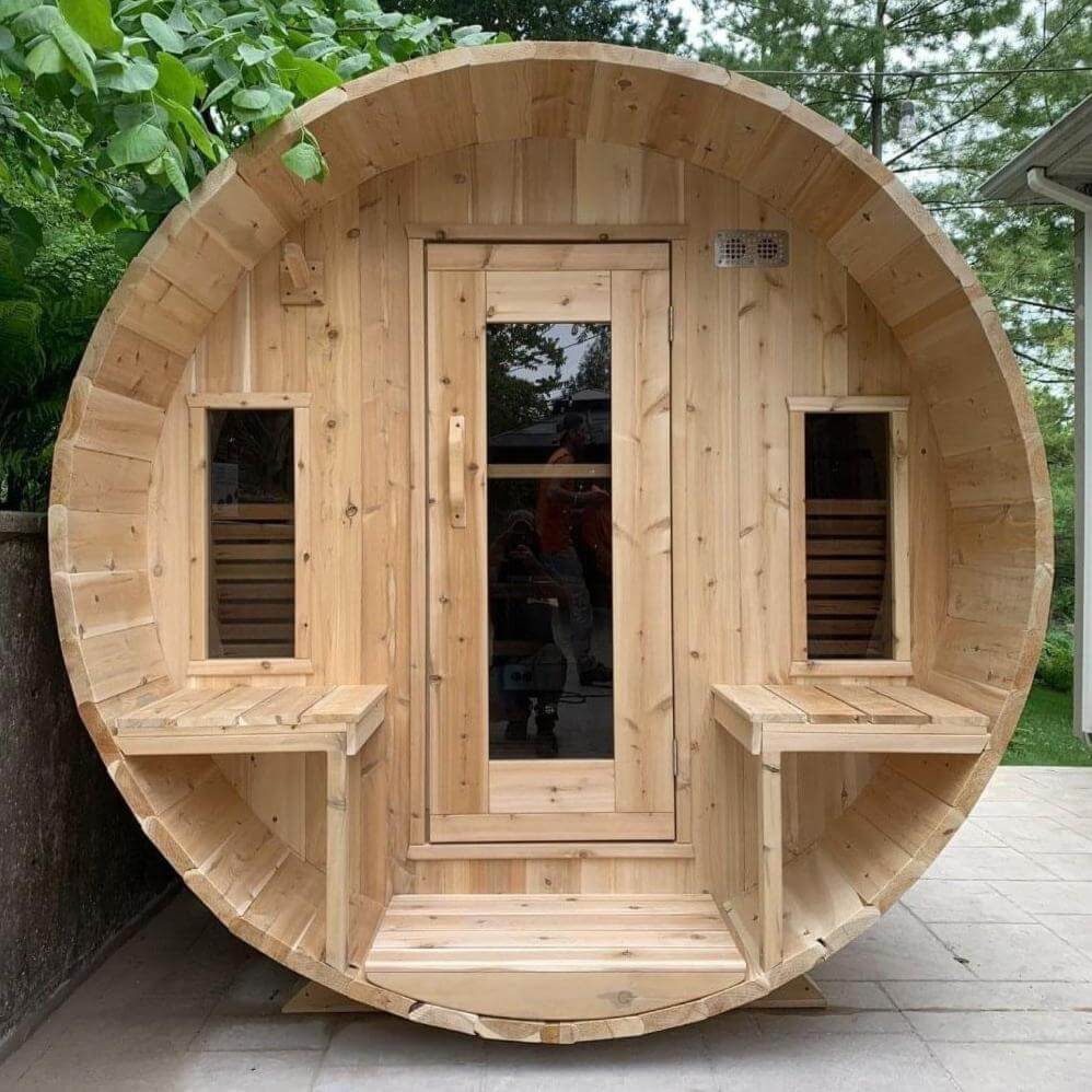 Dundalk Leisurecraft Canadian Timber 6 Person Tranquility Outdoor Traditional Barrel Sauna | CTC2345