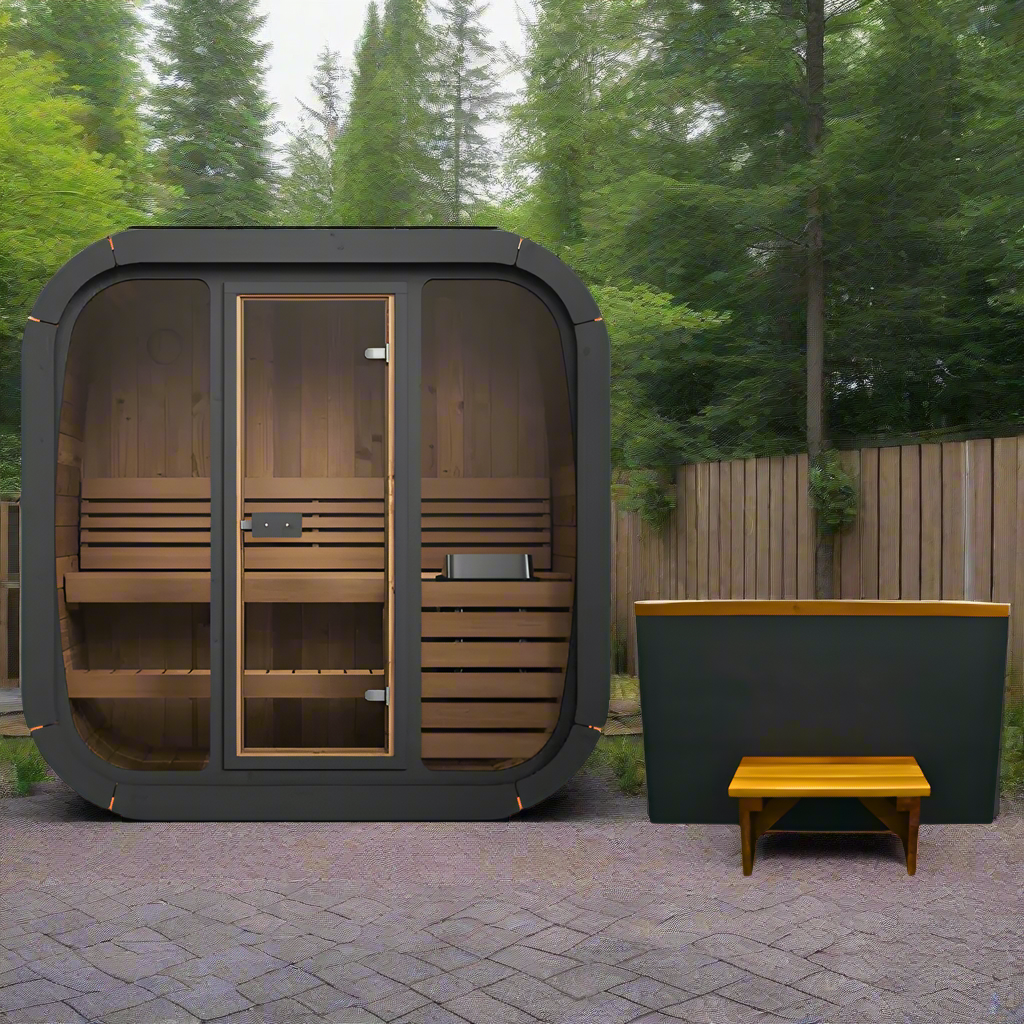 SaunaLife 3 Person 4.1' Long Outdoor Traditional Cube Sauna | Model CL4G